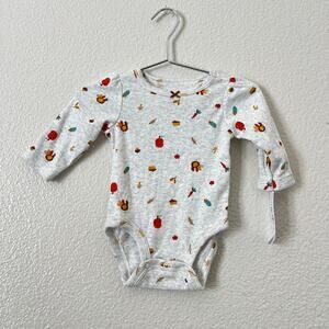 Carter’s thanksgiving print long sleeve onesie pie pumpkin turkey harvest
